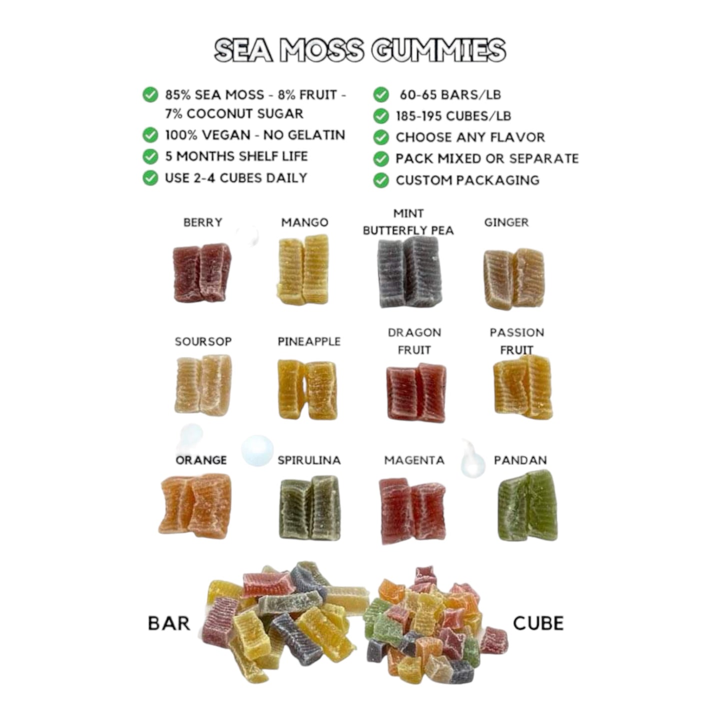 Sea moss herbal and fruit gummies
