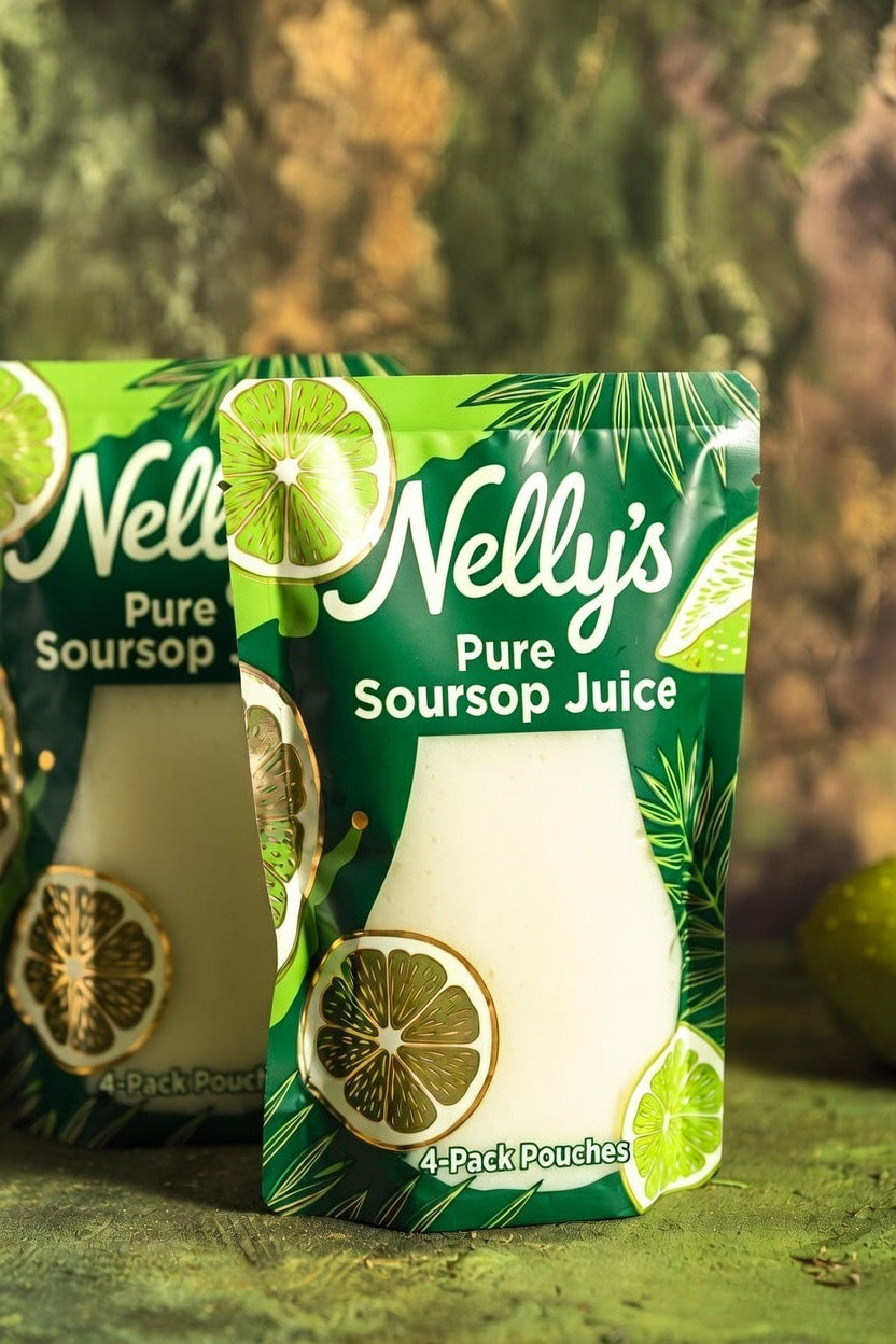 Nelly’s Pure Soursop Juice 4 Pack
(Graviola / Guanabana Juice – Spring Water + Agave Sweetened)