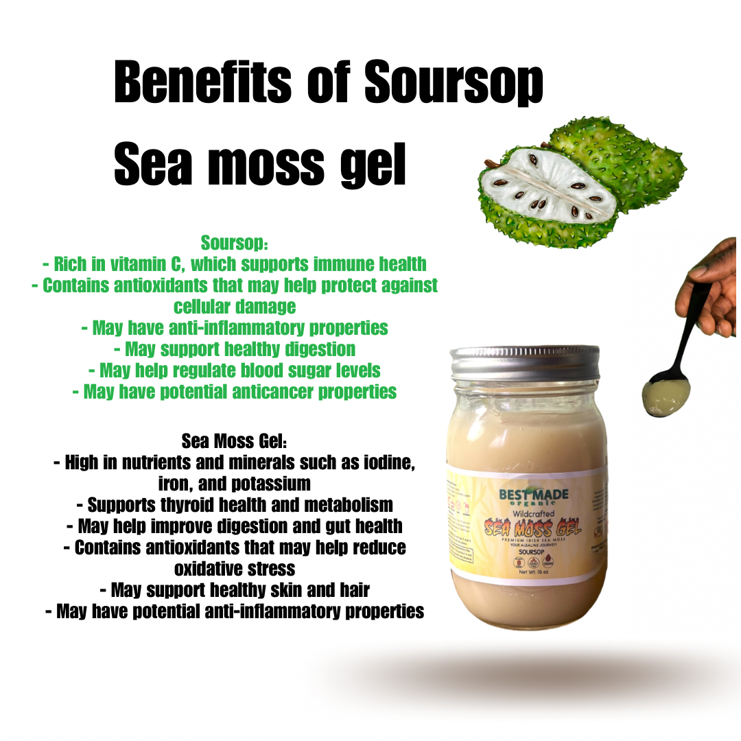 Soursop Fruit Sea Moss Gel - Superfood from St. Lucia - 16oz Nutrient Seaweed