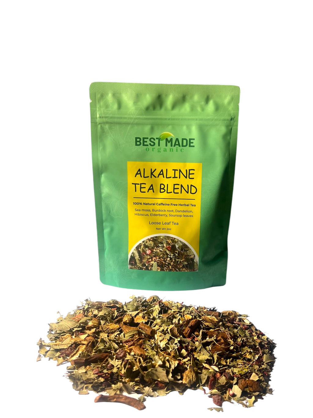 Alkaline Tea Blend of sea moss, burdock, dandelion, elderberry, hibiscus and soursop leaves