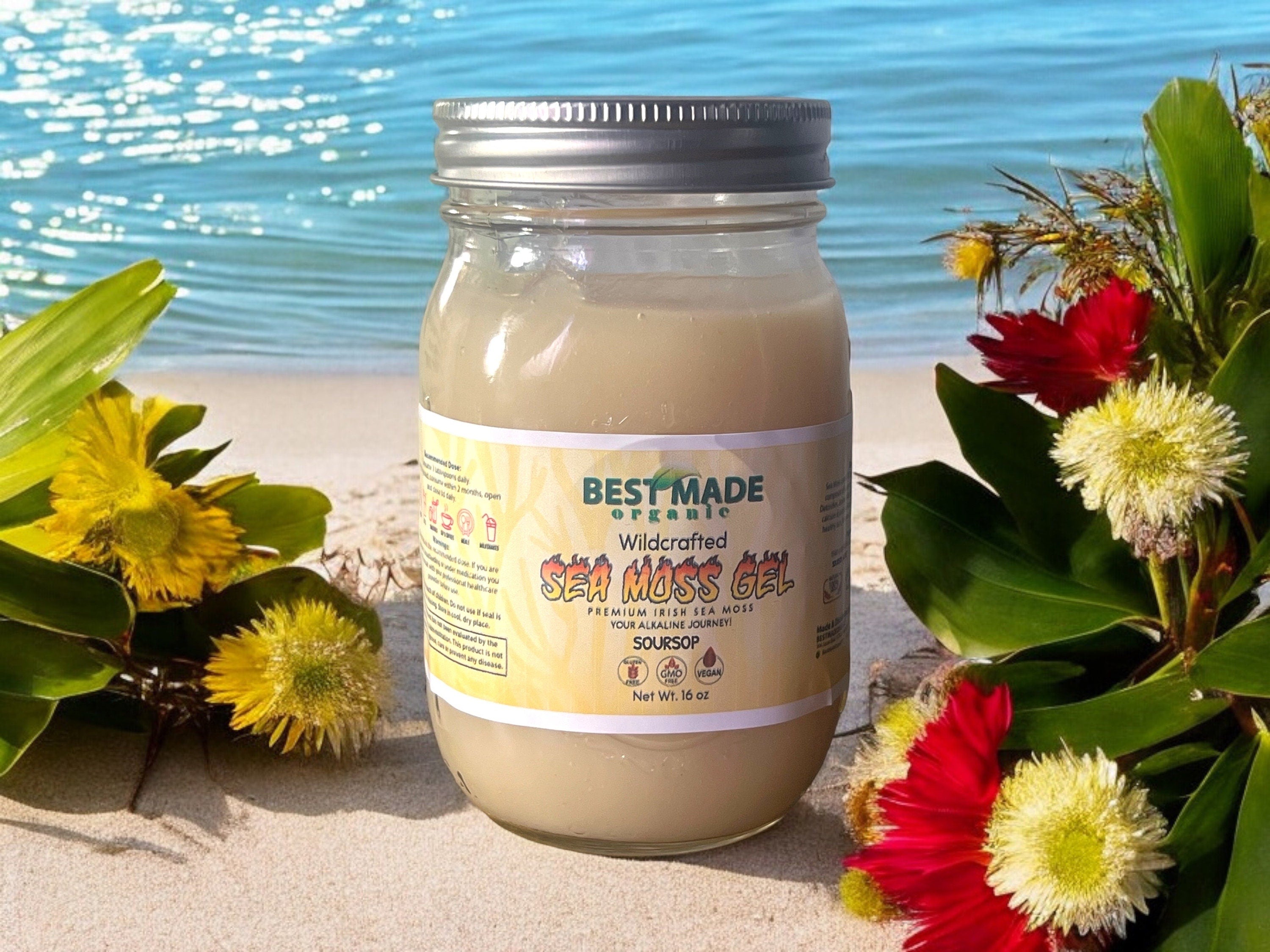 Soursop Fruit Sea Moss Gel - Superfood from St. Lucia - 16oz Nutrient Seaweed