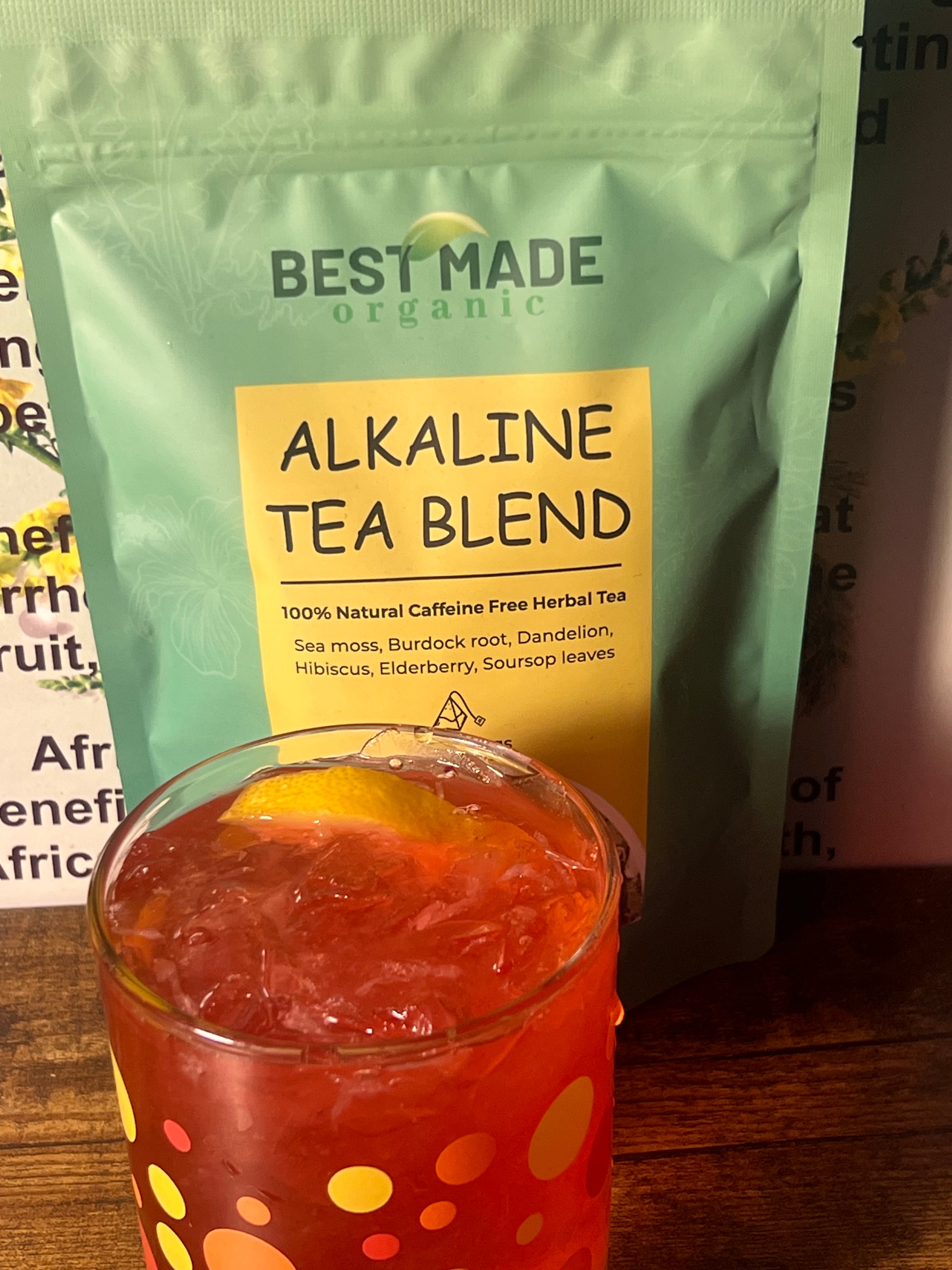 Alkaline Tea Blend of sea moss, burdock, dandelion, elderberry, hibiscus and soursop leaves