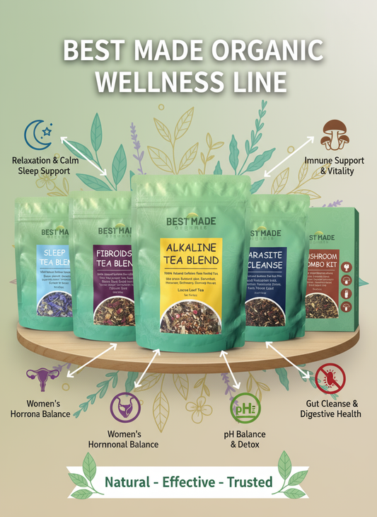 Alkaline, Sleep, Fibroids, Parasite Cleanse & Mushroom Combo Kit for Health